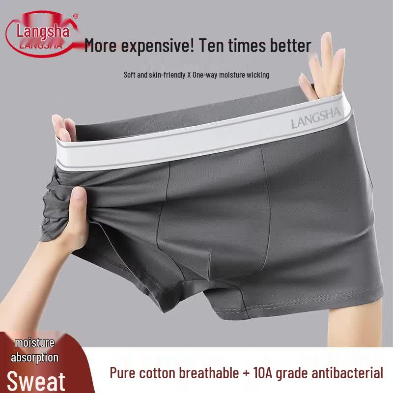 Langsha Men s 10A Antibacterial Cotton Boxer Briefs 4XL (Recommended 180-200 jin)