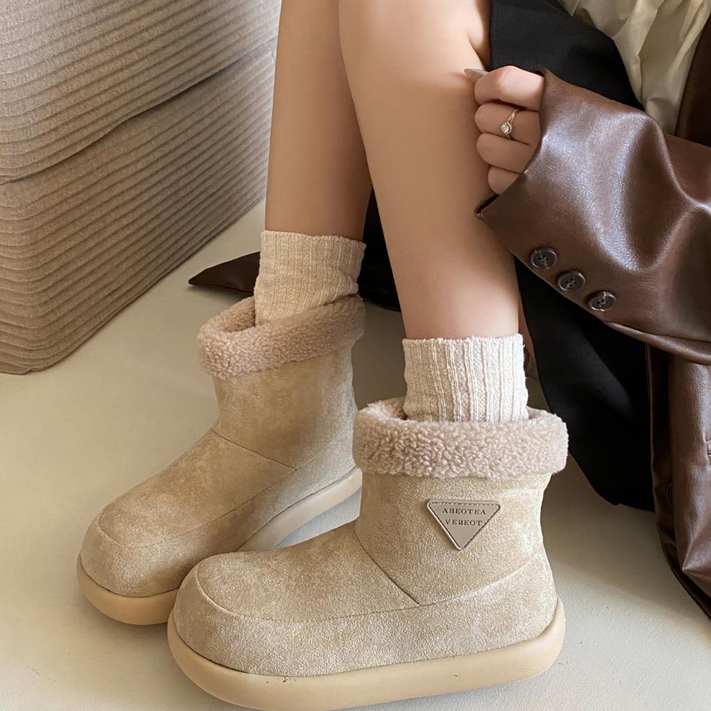 [Fanfna] Retro thick-soled non-slip snow boots for women's 2025 new autumn versatile soft-soled velvet cotton slippers