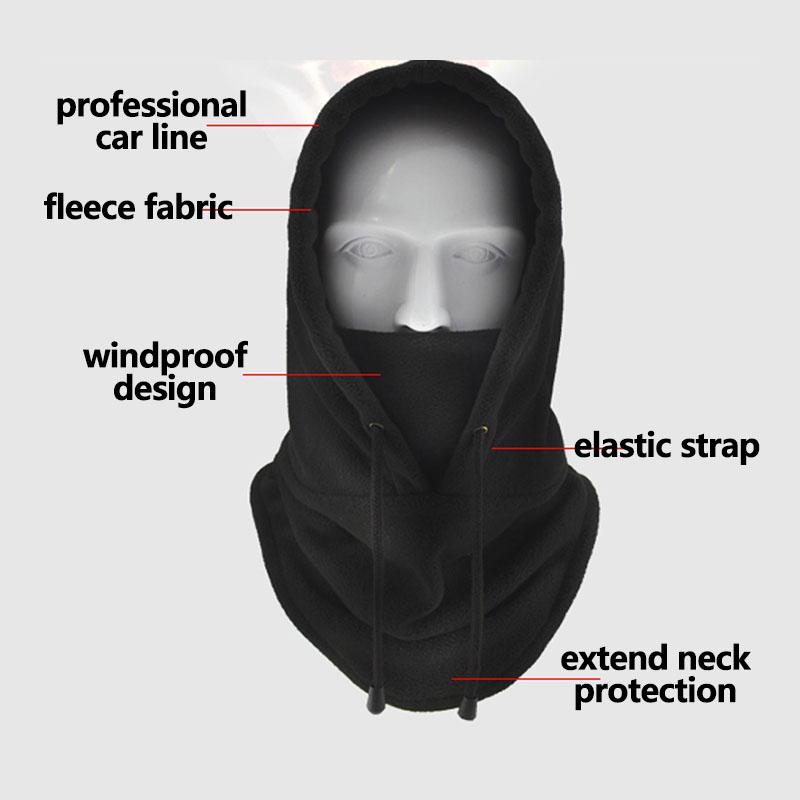 Unisex Winter Thermal Fleece Hat with Hood Windproof Warm Skiing Sport Cap Neck Warmer Cycling Face Mask Integrated