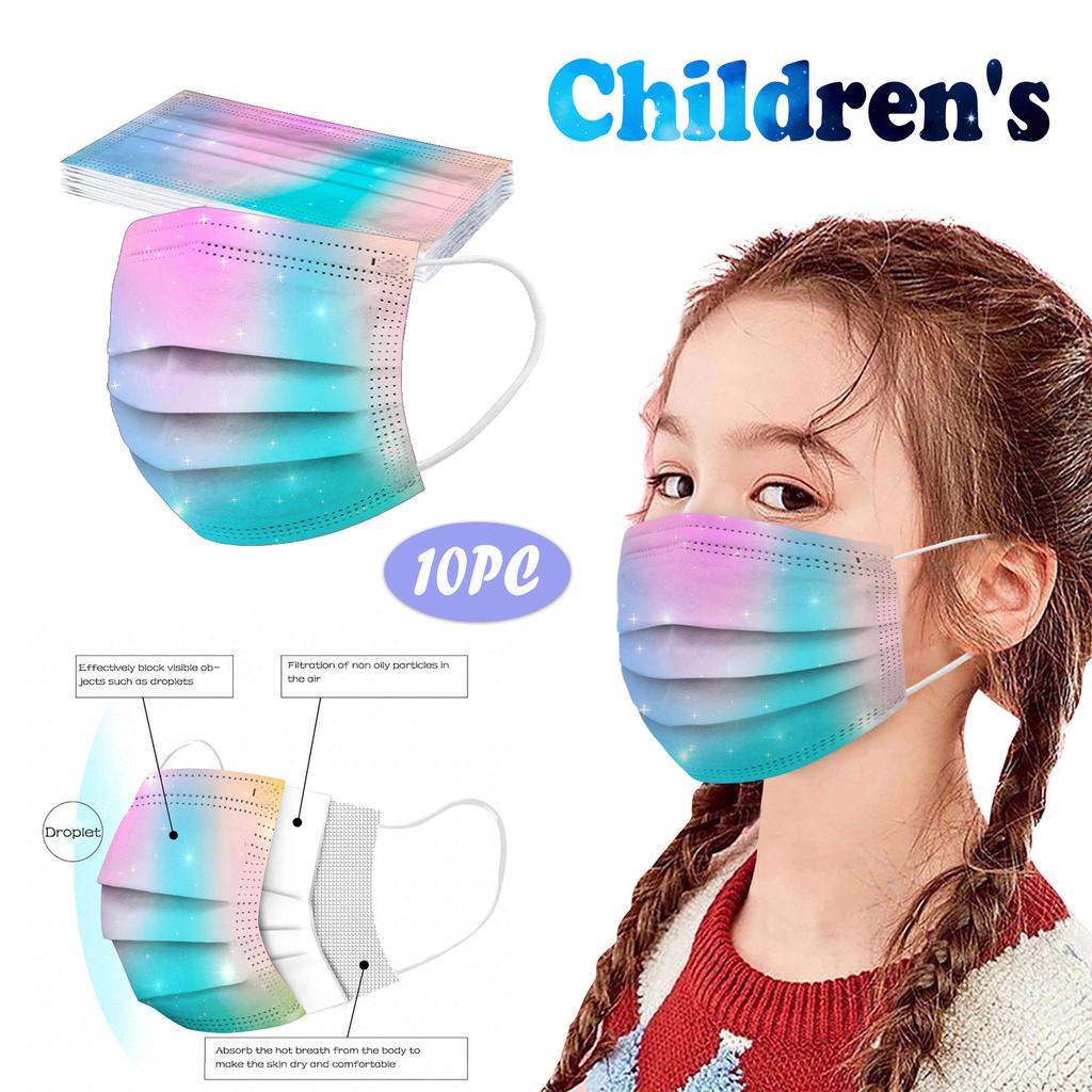 Children's Disposable Tie-dye Starry-sky Printed Mask Disposable Face Mask Ear Loop Mask 10PCS