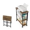 DEWEL Folding Desk with Storage Computer 60cm Wide X 30cm Deep X 70cm Easy Adjustable Shelf Compact Printer Side for Teleworking At Home Rack, Desk,