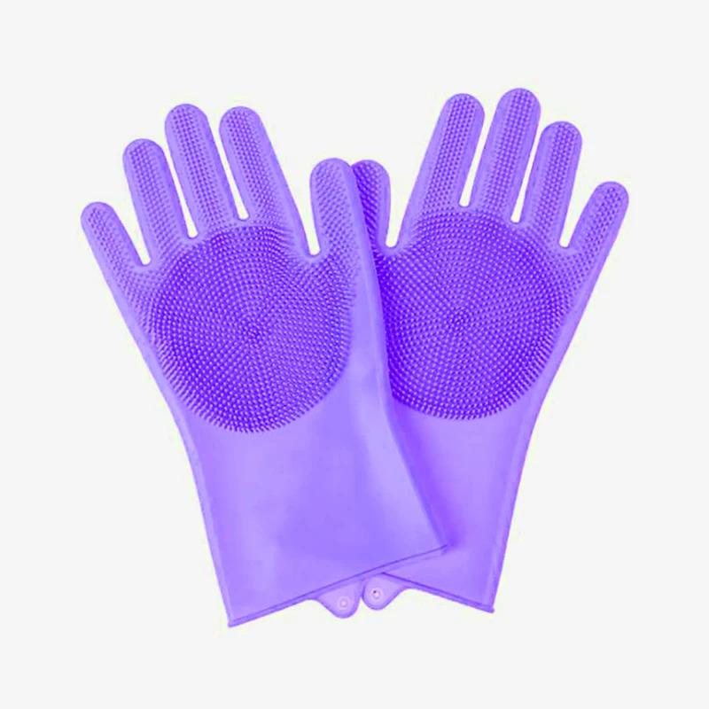 Magic Pet Hair Removal Glove Dog Cat Grooming Bathing Glove with Silicone Scrubber for Bath Massage Deshedding and Cleaning