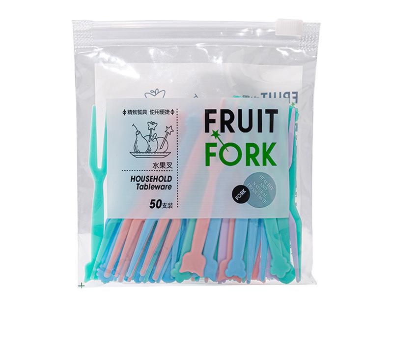 New Fruit Fork Set Disposable Plastic Two Toothed Household Cake and Dessert Fork