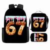 Large Capacity Schoolbag with Shoulder Strap; Student Three-piece Pencil Case Set