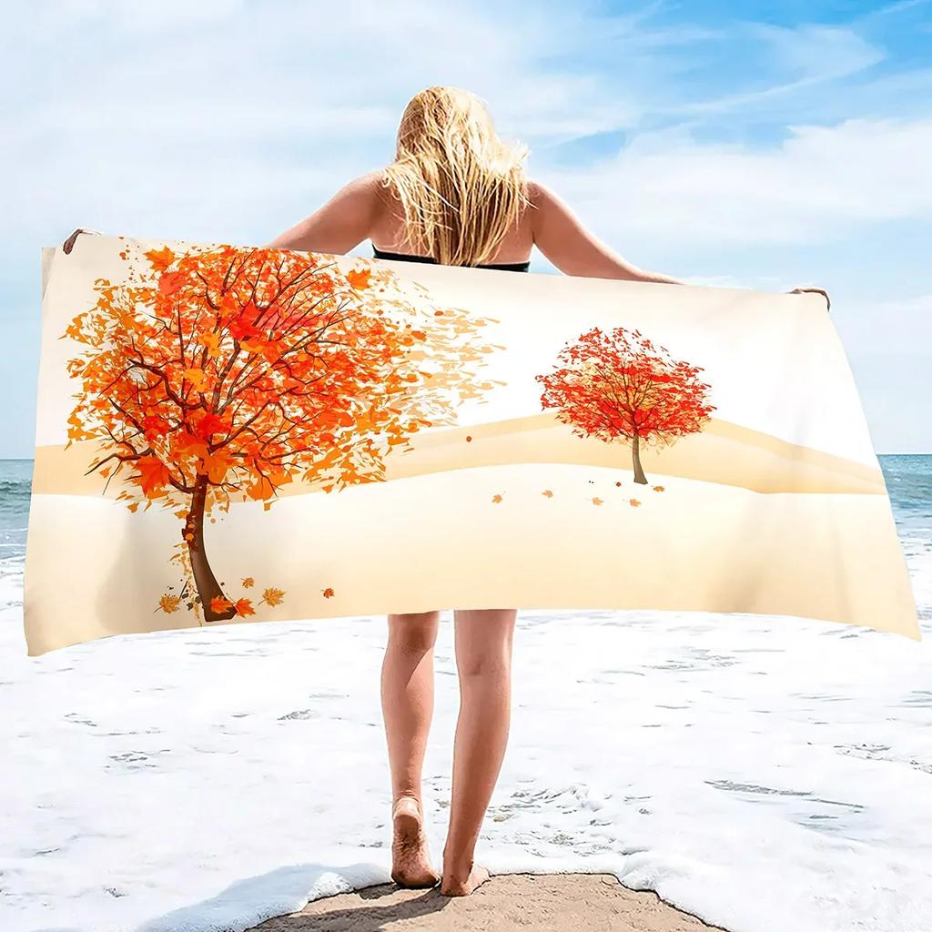 Red Maple Leaf Print Beach Towel Oversized Adults Sand Free Quick Dry Beach Towel Big Bath Towels Travel Accessories Large Towel