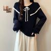 Korean Style Women's Doll Collar Knit Sweater - Loose Fit, Age-Reducing, Autumn/Winter 2026 Collection