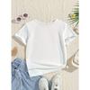 European Sizes Cute Colorful Cat Print, Girls Round Neck Casual Knit Short Sleeve T-shirt, Comfortable And Soft, Kid's Summer Tops