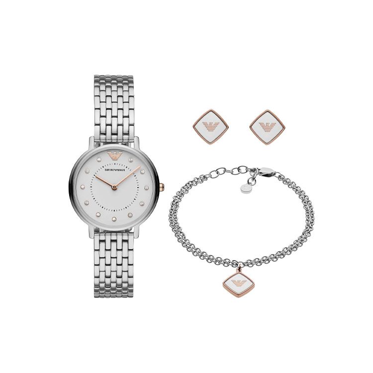 

Emporio Armani Starry Sky Series Watch Quartz Movement Stainless Steel Bracelet White Dial Gift Box Jewelry Set Women watches AR80023-CLG Silver