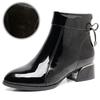 GKTINOO New Ankle Boots Women Pointed Toe Thick Heels Genuine Patent Leather Shoes Short Boots Soft Sole Footwear Plus Size 43
