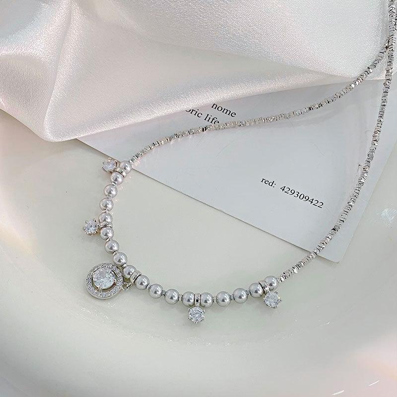 

Великолепное круглое жемчужное ожерелье для женщин, легкая роскошь, высококачественная, изысканная цепочка на ключицу в стиле принцессы