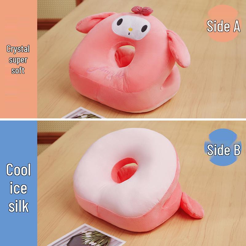 Cartoon Ice Silk Double-Sided Neck and Nap Pillow for Students and Office Use