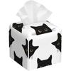 Black Cats Tissue Box Cover Square,Leather Tissue Holder with Bottom Belt,Waterproof Leather Facial Paper Organizer Tissue Box Cover for Home Office