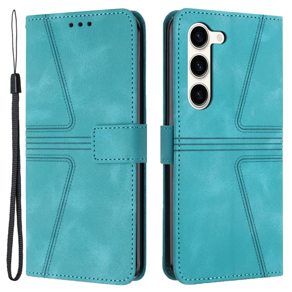 For Samsung Galaxy S23 Case Triangle Imprinted PU Leather Wallet Phone Cover