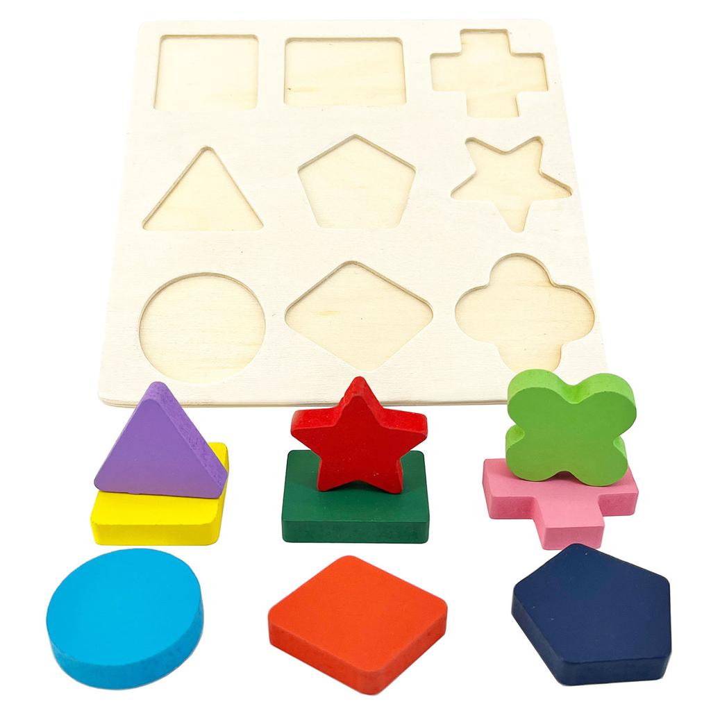 1pc 14.6cm/5.75in Wooden 3D Puzzles Jigsaw Montessori Games Kids Geometric Shapes Color Learning Educational Toys for Children