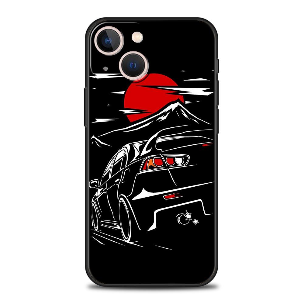 Japan JDM Sports Car Phone Case For iPhone Apple 14 13 Pro Max 12 11 Mini 7 8 Plus XR XS X SE 2020 Cover Shell Black Coque Funda