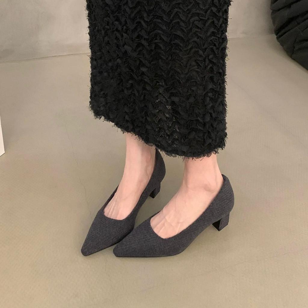 Fashion Bailamos Women Pump Shoes Fashion Pointed Toe Shallow Ladies Elegant Mary Jane Shoes Soft Low Heel Dress Shoes Mujer