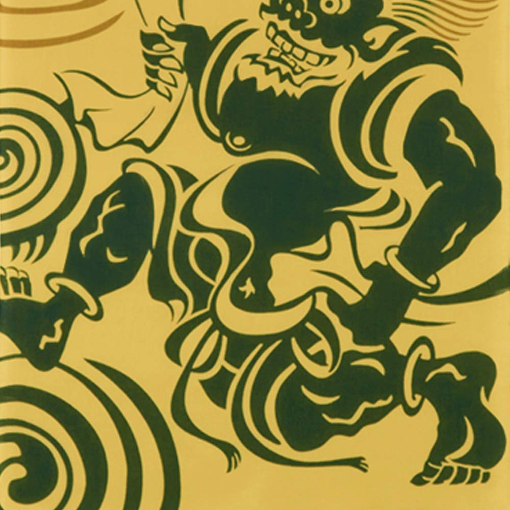 kenema dyed tenugui Wind God and Thunder 34 x 90 cm Miyamoto-Towel Japanese-made cloth, God,