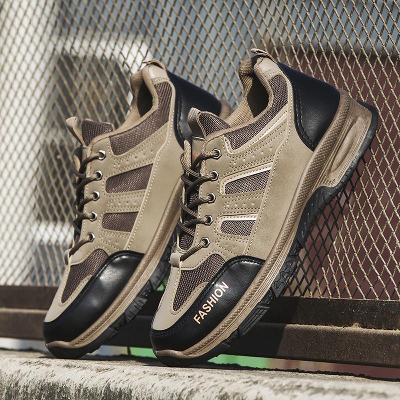 

Мужские летние сетчатые кожаные вставки, легкая повседневная обувь, толстая подошва, удобные низкие дышащие мужские туфли 44