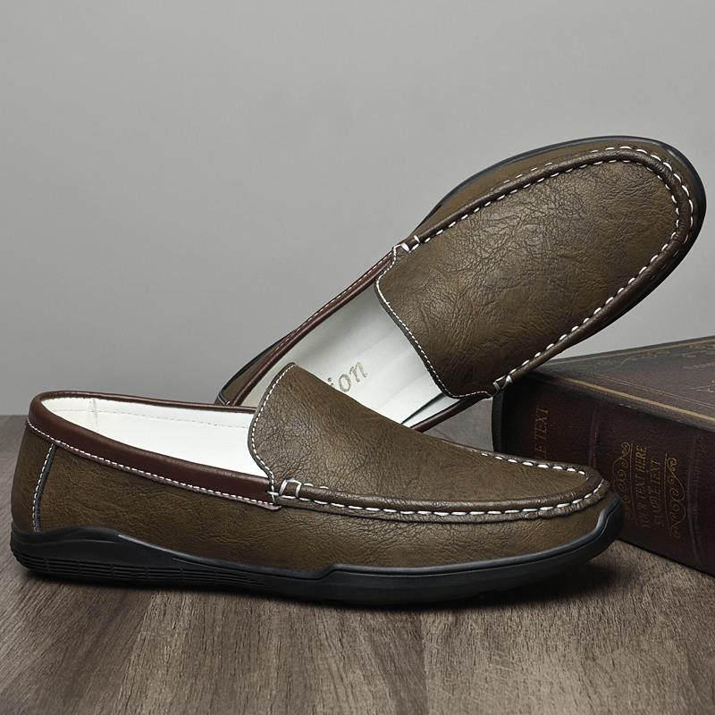Breathable Slip On Mens Walking Shoes New Men Casual Flats Genuine Leather Men Shoes Brand Men Classic Loafers Italian Moccasins