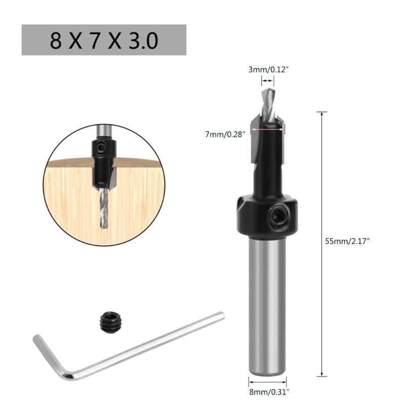 8/10mm Round Shank Countersink Drill Bit High Speed Steel Milling Cutter Metal Hole Cutter Woodworking Drilling Tools
