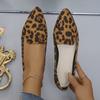 Women'S Leopard Print Slip-On Flats - Soft Sole Comfortable Pointed Toe Shoes with Bow Detail, Lightweight Casual Shoes for Spring & Fall