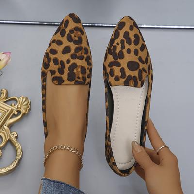 Women'S Leopard Print Slip On Flats