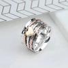 Women Ring Rotatable Bi-color Fun Elegant Retro Stress Relief Casual Love Heart Charm Finger Ring Fashion Jewelry