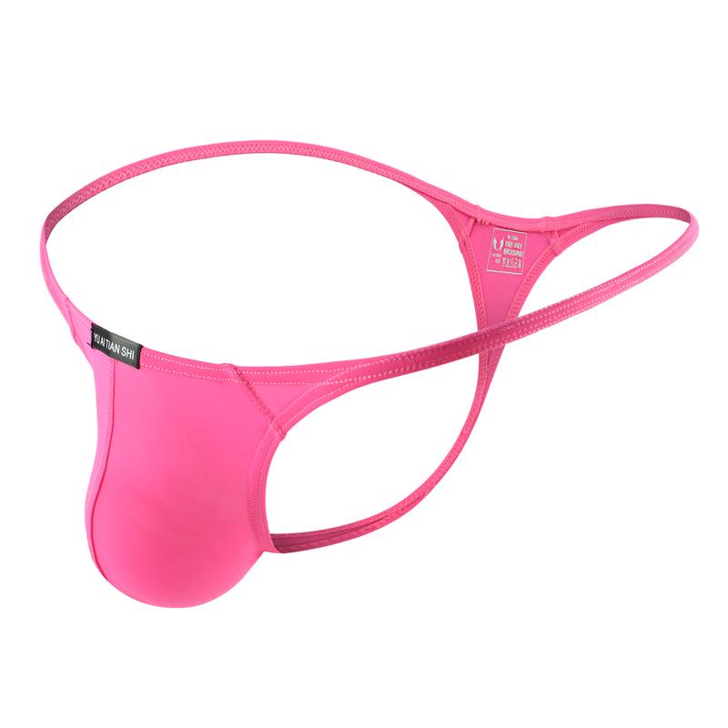 Low Rise G-String Men Sexy Underwear Bulge Pouch T-Back Thongs Ice Silk Underpants Gay Erotic Panties Soft Knicker Bikini Trunks