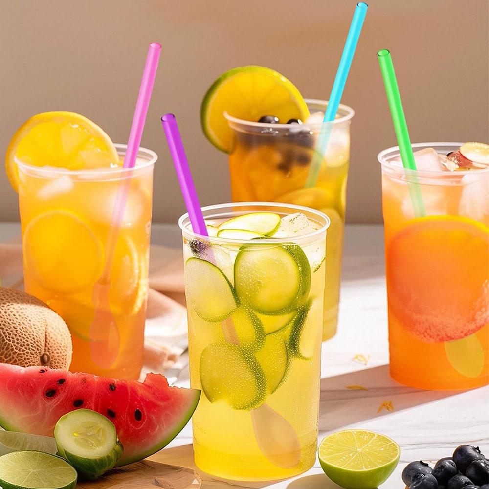 20pcs Reusable Straw Spoons with 2pcs Straw brushes for Cocktails, Smoothies