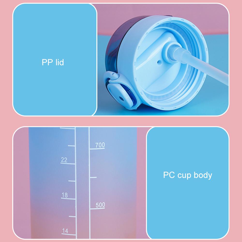 בקבוק מים 1 ליטר עם שיפוע קש בקבוק מי שתייה עמיד בפני דליפות