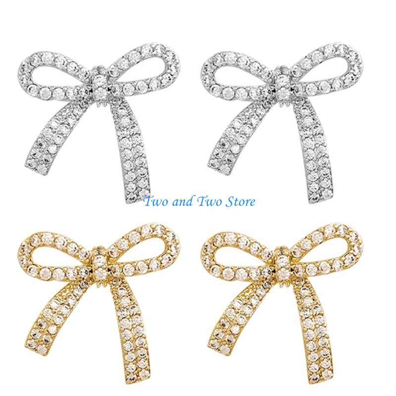 HX6F Elegant Bowknot Earrings for Women Girls Temperament Piercing Earrings Fashion Jewelry Simple Punk Earring Ear