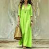 BITCED Fashion Spring Autumn Solid Color Print Long Sleeve V-Neck Casual Dresses