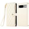 For Google Pixel 8a Case Multi Card Slots Zipper Rhombus Leather Phone Cover with Wrist Strap