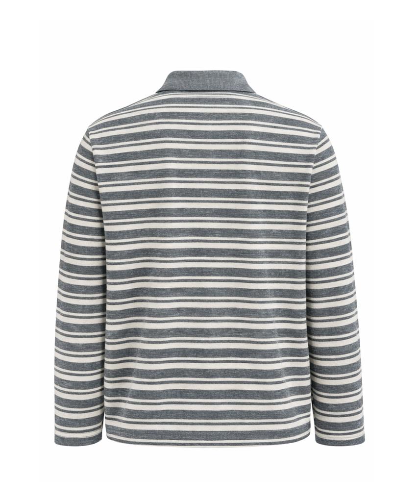 AZENDER Striped Polo Shirt Melange Gray