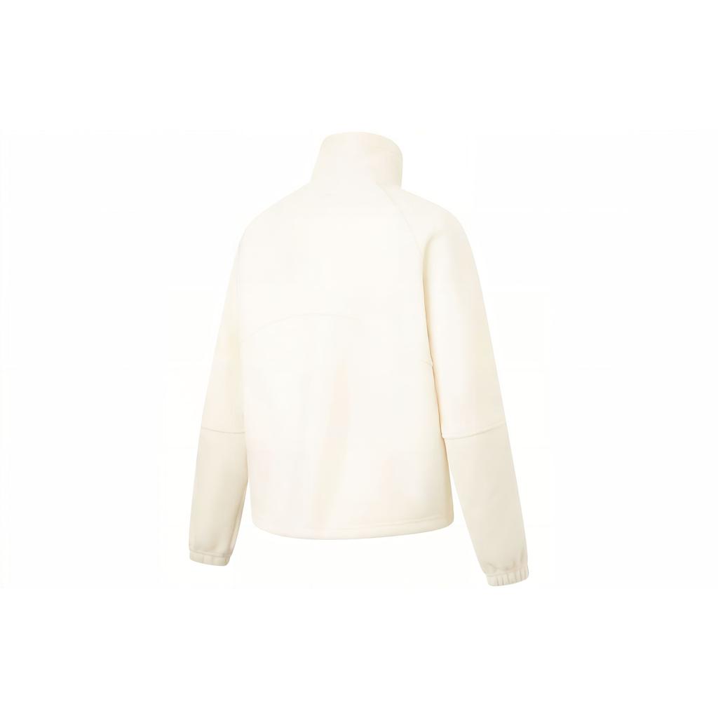 Li Ning Fitness Series Einfarbig Locker Fleece Warm Cardigan Windbreaker Strickfleecejacke Damen Oberbekleidung Off-White AWDTB26-1