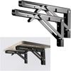 2pcs Heavy Duty Iron Foldable Tripod Stands Double Hinge Design, Wall Mount & Desktop Storage, Durable Industrial Style with Pre-Drilled Holes