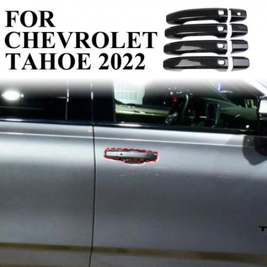 Carbon fiber Style Side Door Handle Cover Trims For Chevrolet Tahoe Suburban