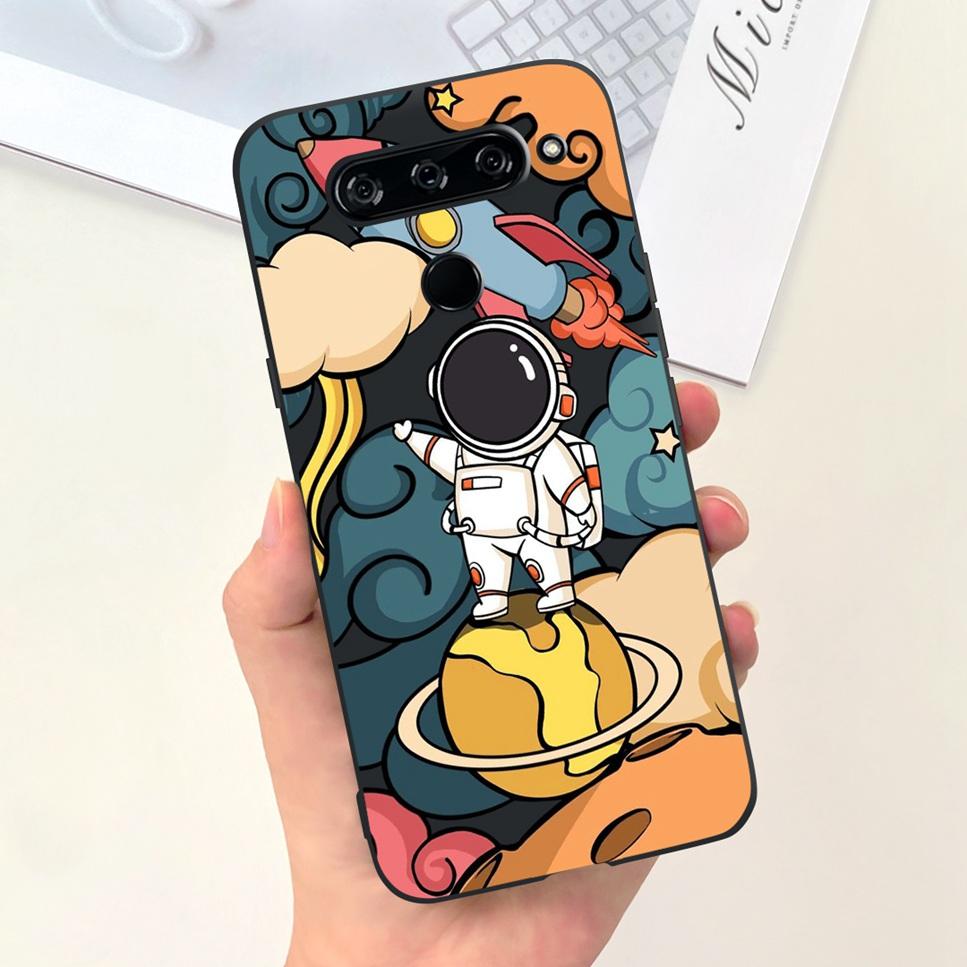 Case For LG V40 ThinQ Cartoon Astronaut Dinosaur Soft Silicon Black Cover For LG V50 V50S ThinQ 5G LG V30 2017 Bumper Phone Case