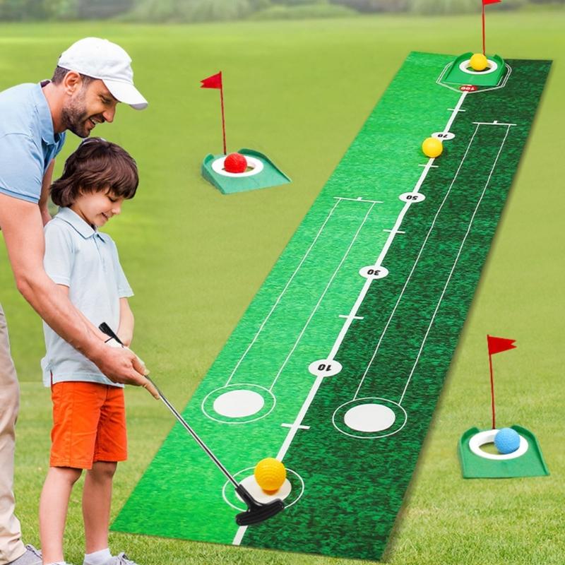 Complete Golf Putting Practice Set Includes Mat and Accessories for or Multiplayer Use to refines Technique Anywhere