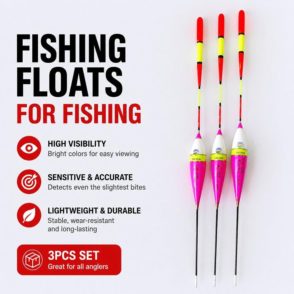 3pcs Mix Size Fishing Floats Set Mix Color Fishing Light Stick Fishing Accessories  Outdoor Use