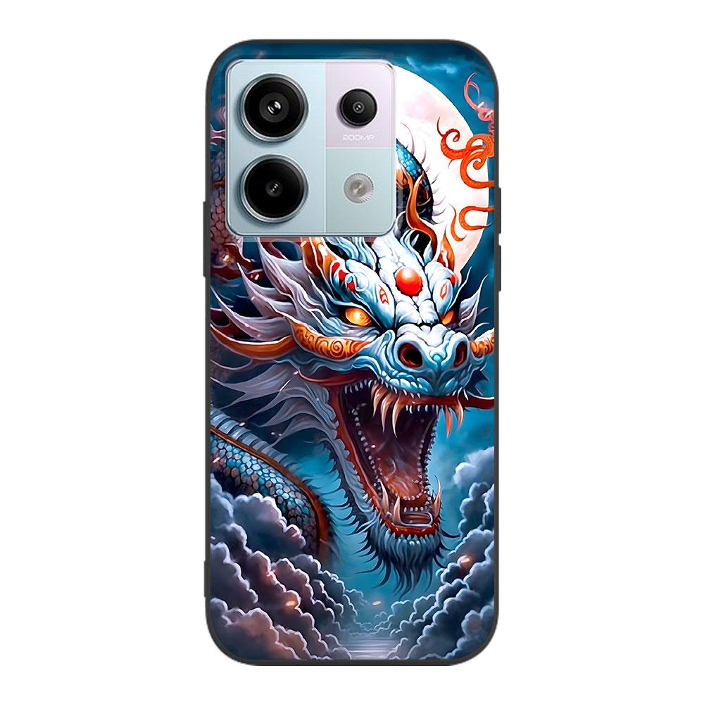 Cartoon Dragon Case for Xiaomi Redmi 10 10C 9C 9A 9i 9 Prime 9T 12 12C 10A K40 Pro Black Soft TPU Mobile Phone Bag Cover