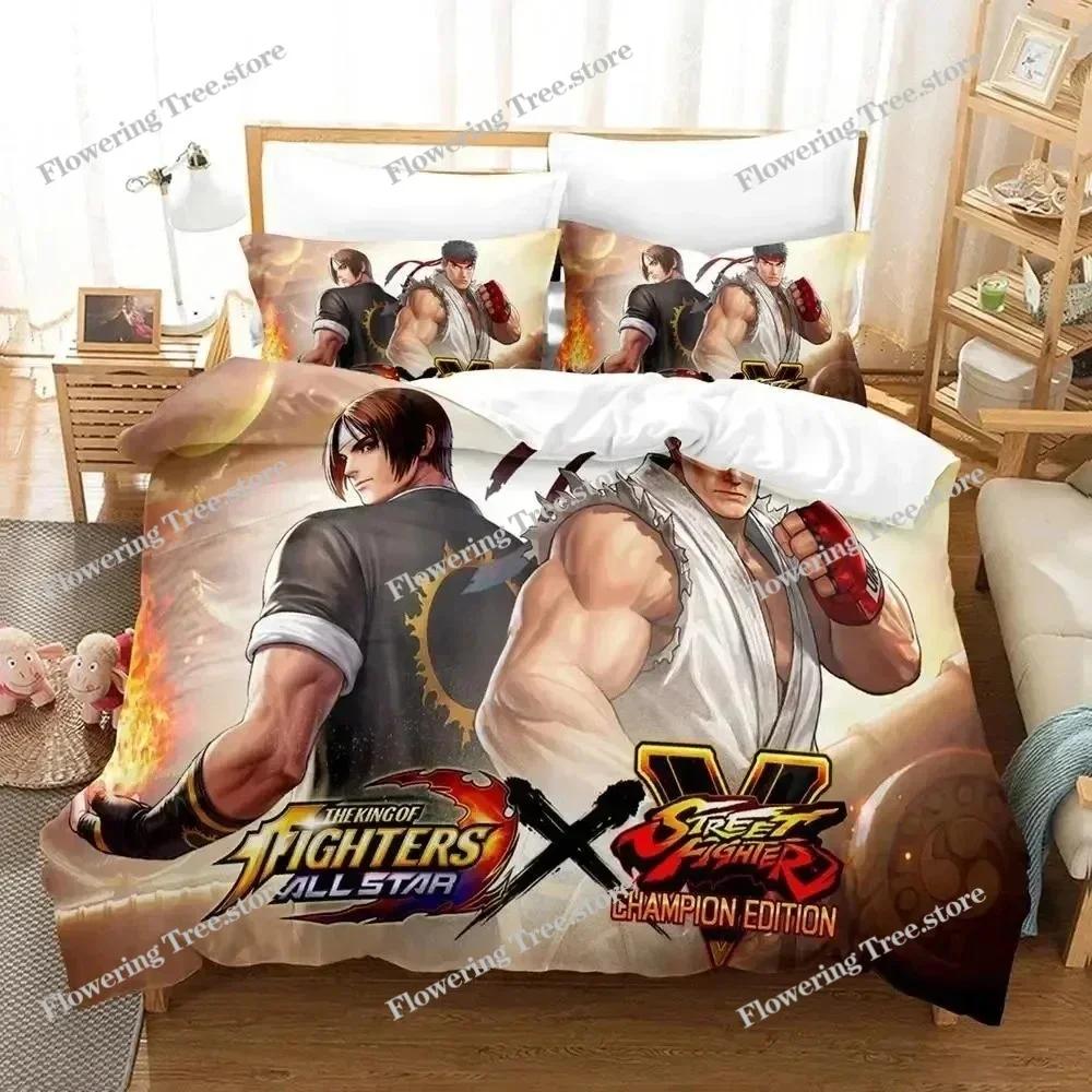 Anime King Of Fighters Bedding Set Duvet Cover Bed Set Quilt Cover Pillowcase Comforter king Queen Size Boys Adult Bedding029