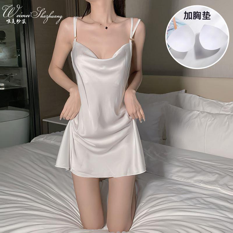 

Beautiful Pile V-neck soft slim and thin pure desire butterfly backless sexy satin women s home furnishing suit One size fits all белый