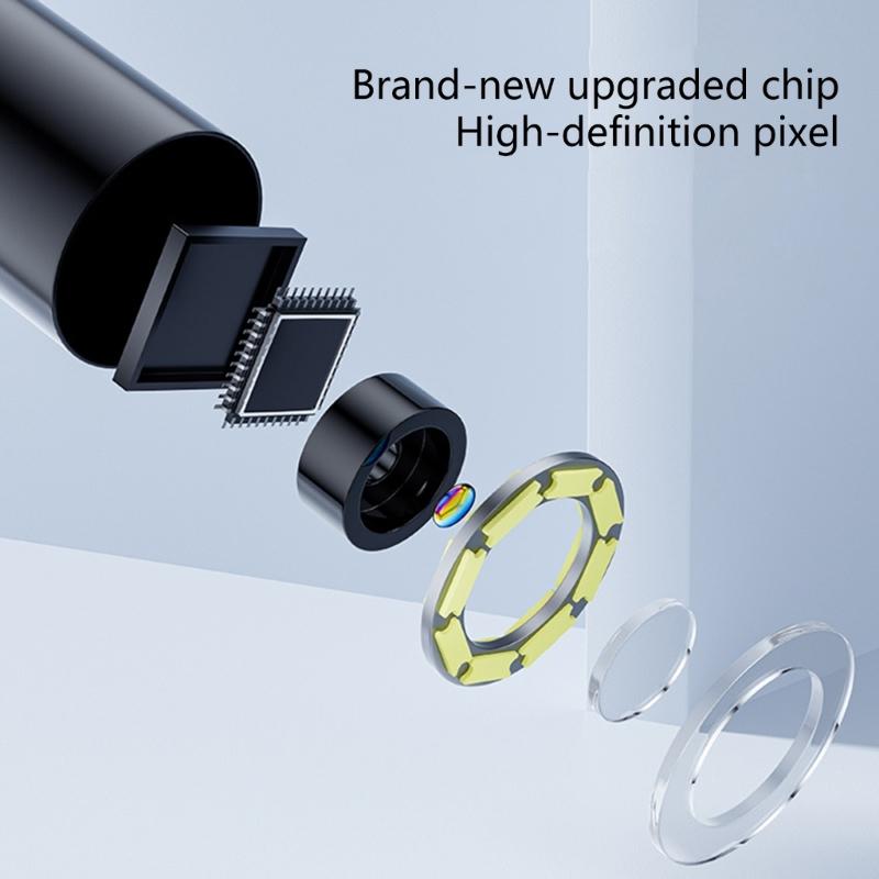 Industrial Sewer Borescope 8mm Flexible Endoscope 2inch Waterproof Camera for Engine Diagnostics Pipeline Maintenance