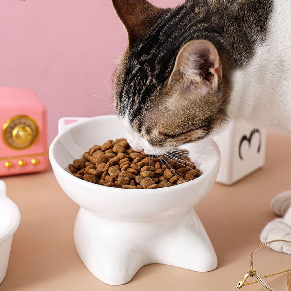 Cute Cat Bowl Creative Cats Drinking Feeder Pet Supplies Pet High Foot Bowl  Neck Protection