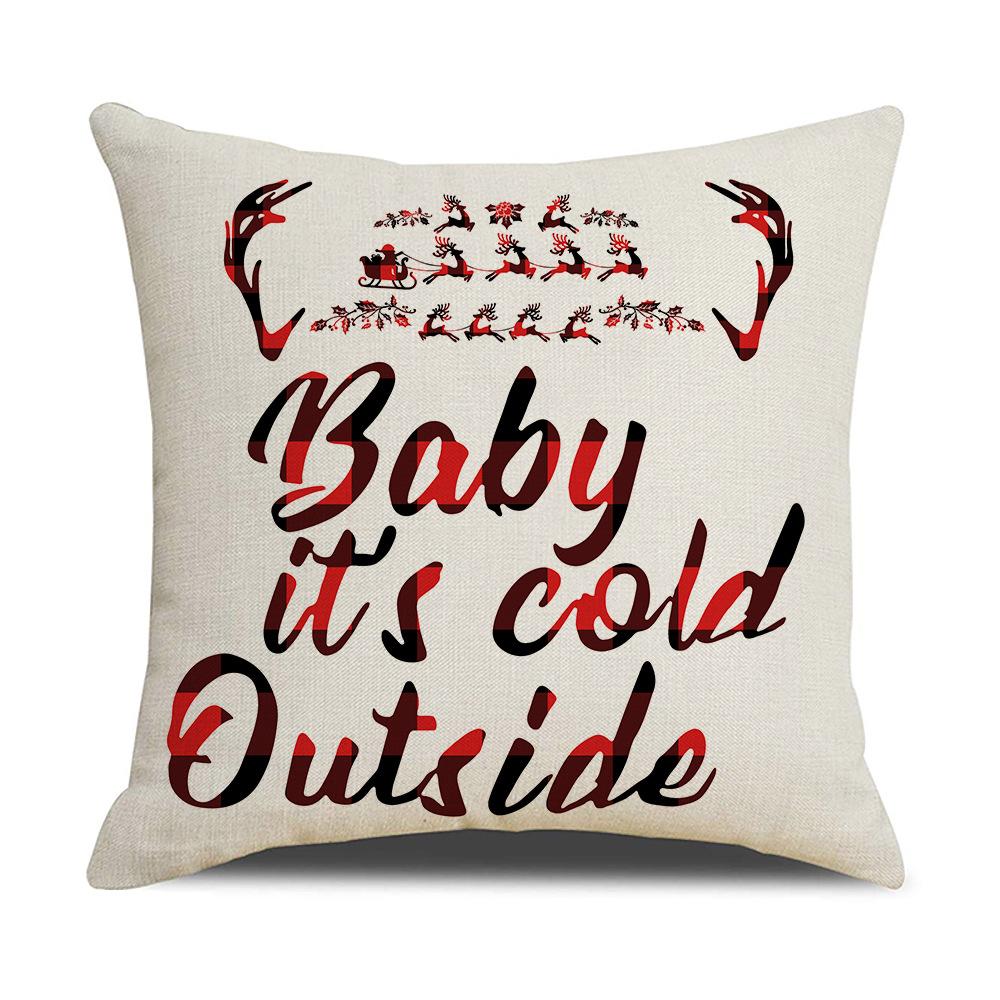 Combined Home New Christmas Pillow Cover Linen Red and Black Plaid Office Cushion