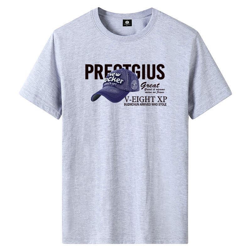 GMXIA Baumwoll Kurzarm T-Shirt Herrenmode Lockeres Halbarmhemd Bedruckt