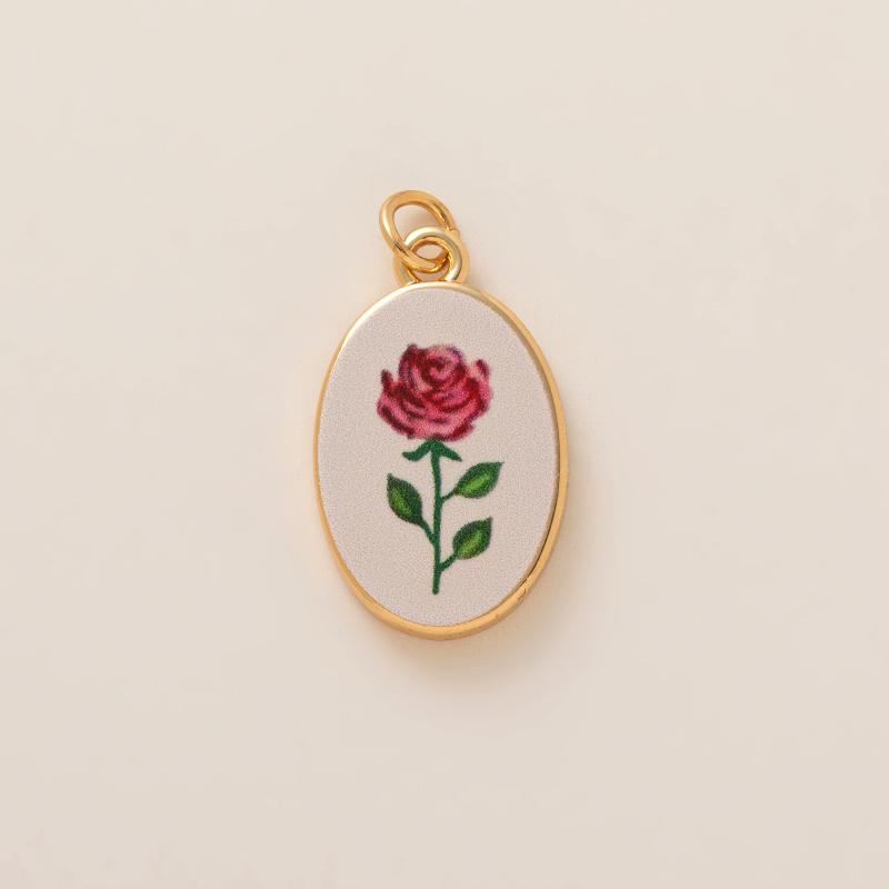 Simple And Versatile Color Blocking Butterfly Love Flower Diy Pendant Accessories Gold-Plated Color Preservation