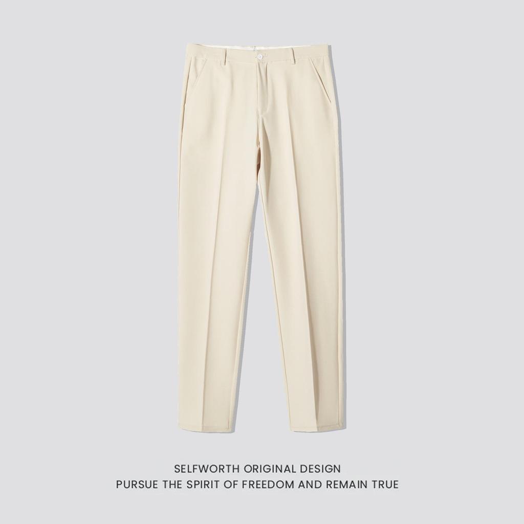 Men's Slim-Fit Tapered Trousers – Solid Color, Casual & Business-Ready