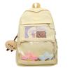 Schoolbag Backpack, Japanese Style INS Transparent Large Capacity Casual Outdoor Backpack, Sweet High School Student School Backpack
